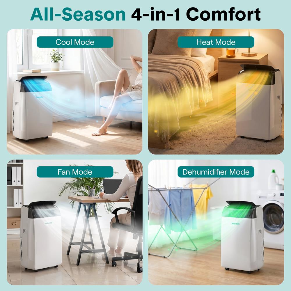 Serenelife Portable AC Klimaanlage 16000 BTU Grau WiFi