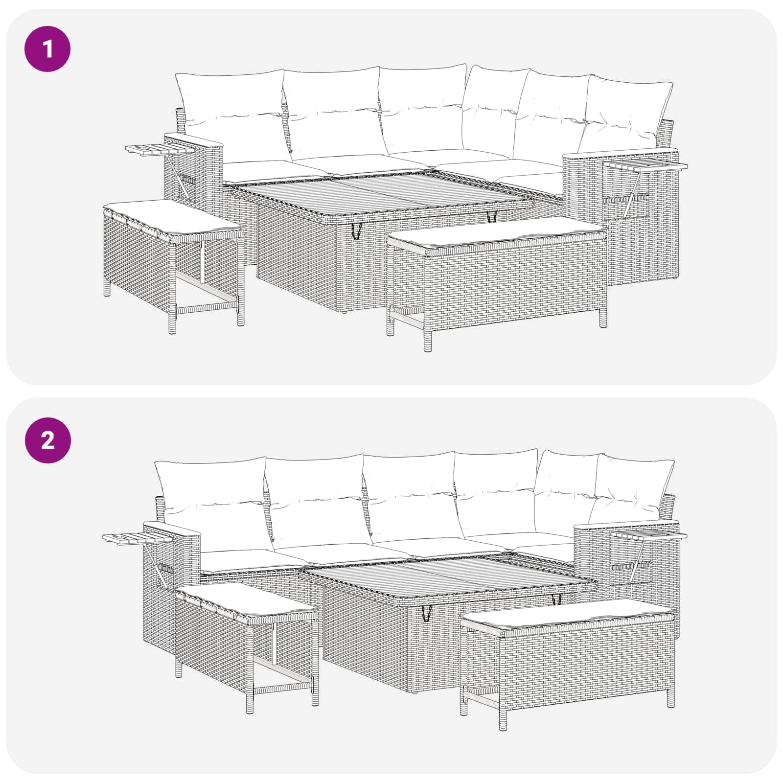 vidaXL Heim & Garten Gartensofa-Set 8-tlg Schwarz Poly-Rattan