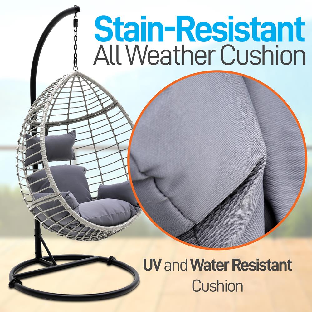 Serenelife Outdoor Swing Hängesessel Rattan mit Gestell