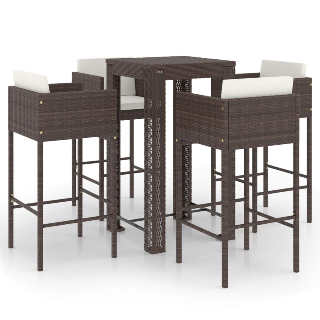 vidaXL Heim & Garten Gartenbar Set 5-tlg Poly Rattan Braun