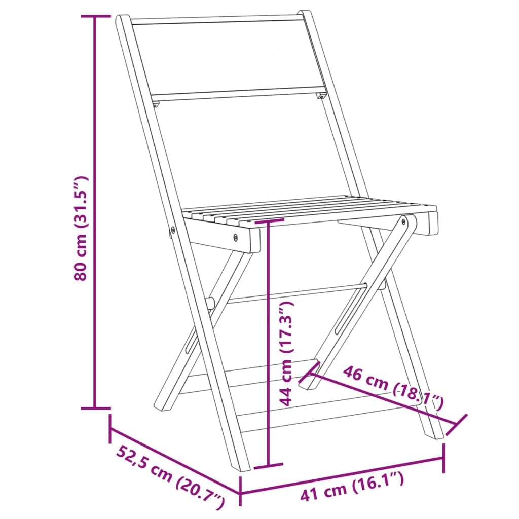 vidaXL Bistro-Set Cremeweiß 3-tlg Akazie klappbar