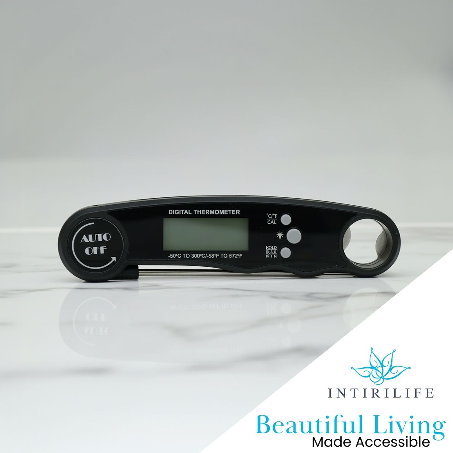 Intirilife Küche Küchenthermometer Schwarz Digital Faltbar