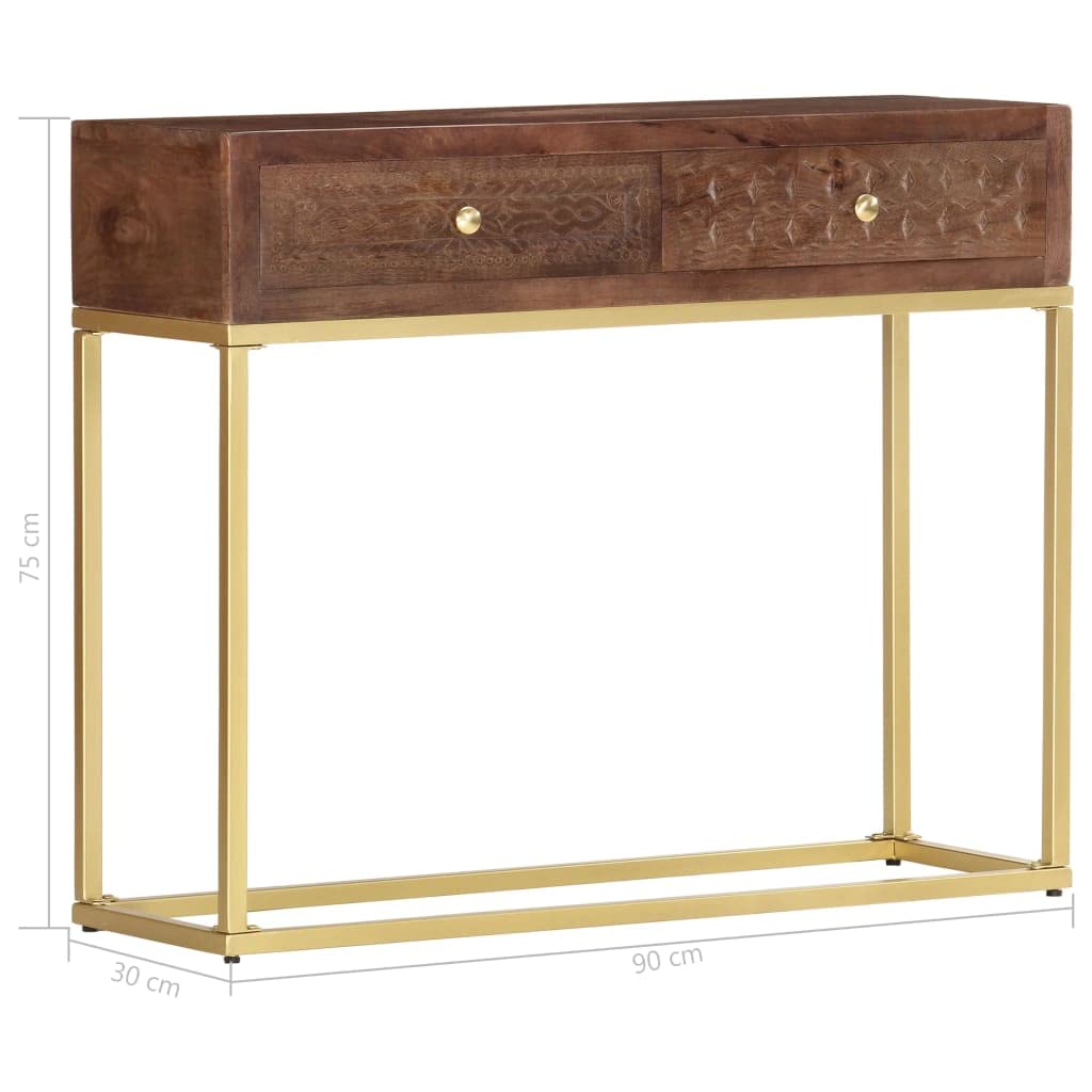 vidaXL Möbel Konsolentisch Mangoholz 90x30x75cm 2 Schubladen