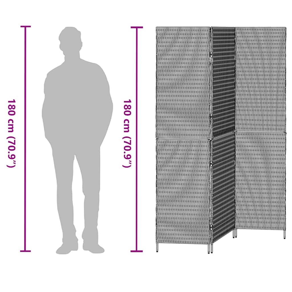 vidaXL Raumteiler 146x180 cm Schwarz Poly-Rattan Paravent