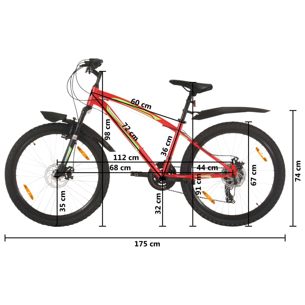 vidaXL Mountainbike 26 Zoll Fahrrad Rot 21-Gang Scheibenbremsen