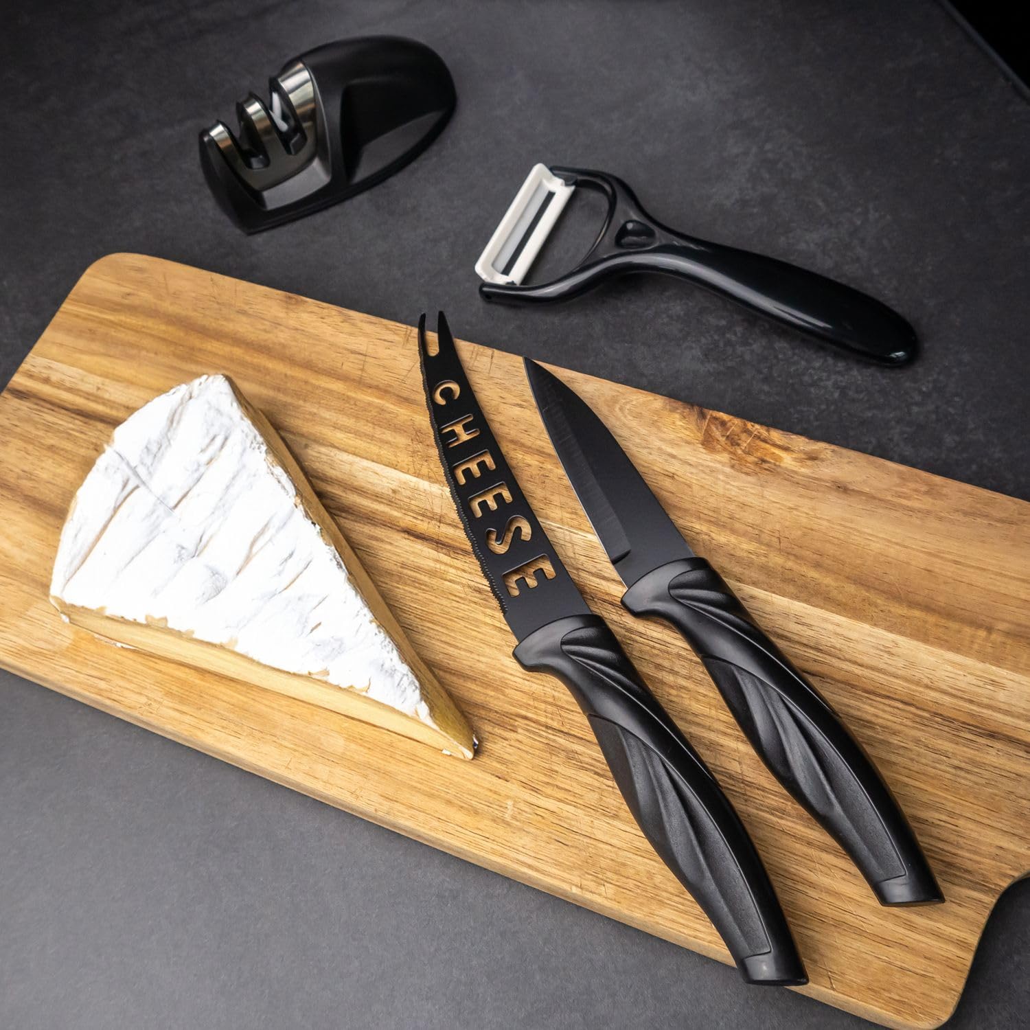 Intirilife Messerset 17-teilig Messerblock Schwarz Edelstahl