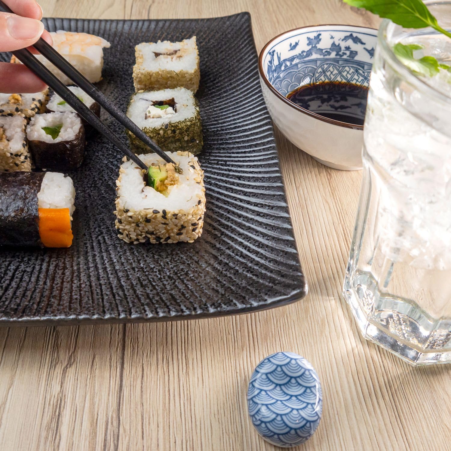 Intirilife Sushi Platte Schwarz Steinzeug 26 cm 1 Teller