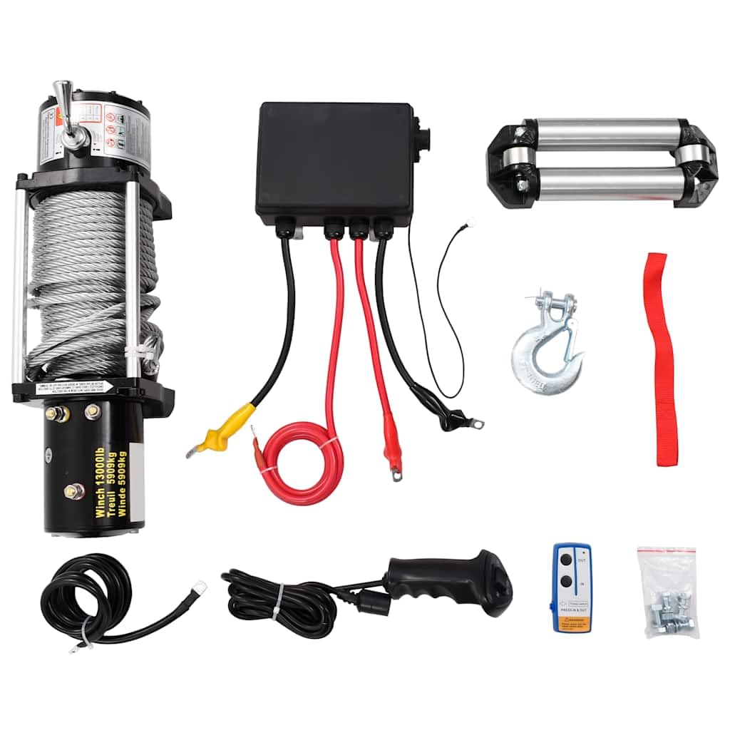 vidaXL Seilwinde elektrisch 12 V 5909 kg Stahlseil