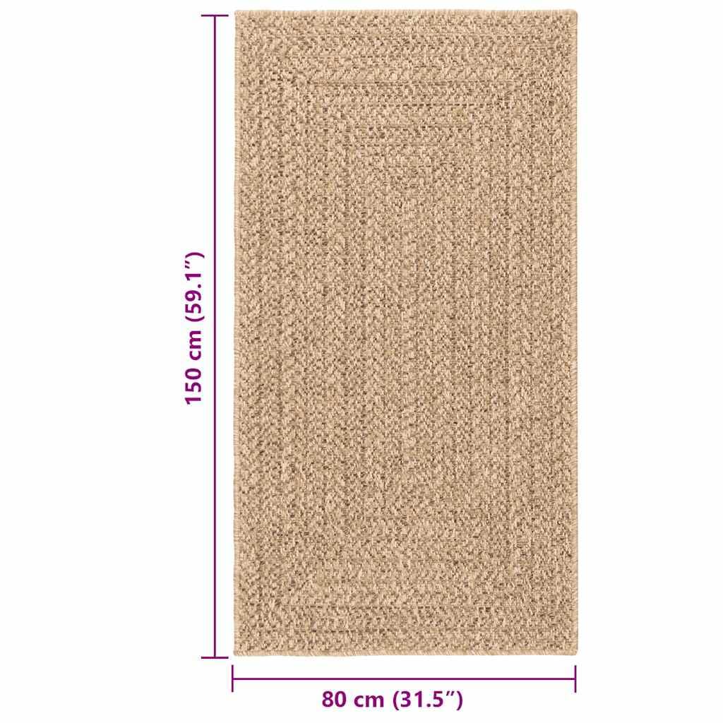 vidaXL Teppich Läufer Jute-Optik Beige 80x150 cm Outdoor