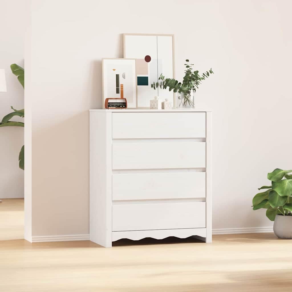 vidaXL Kommode Drammen Weiß 76,5x40x91 Kiefer Massivholz