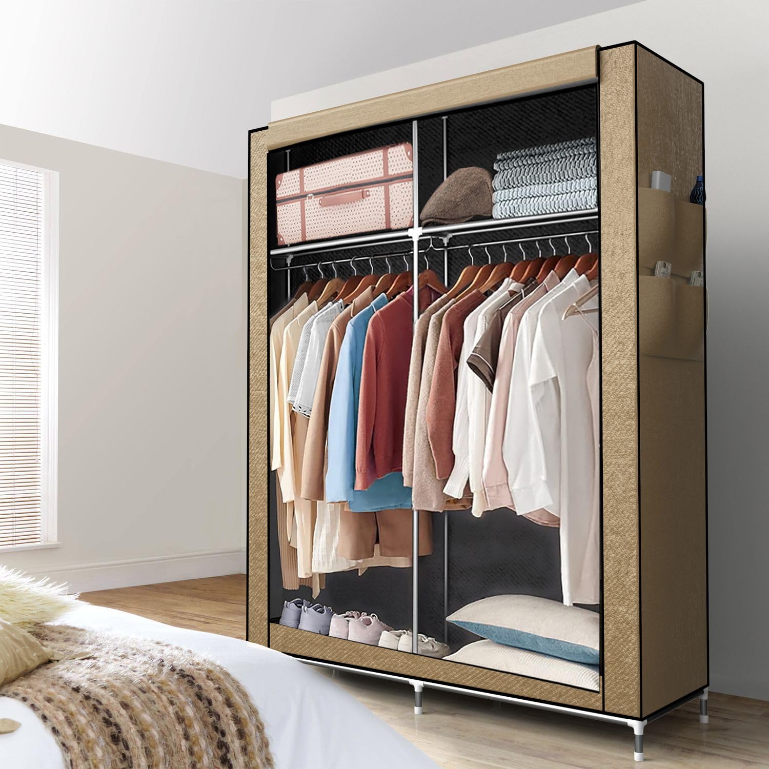 Intirilife Faltschrank 108x170x45 creme beige Reissverschluss