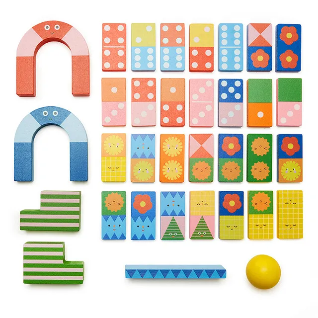Kikkerland Kidoki Topple Twist Dominospiel Holz mit Beutel