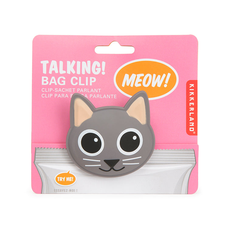 Kikkerland Cat Talking Bag Clip Beutelclip Katze mit Sound
