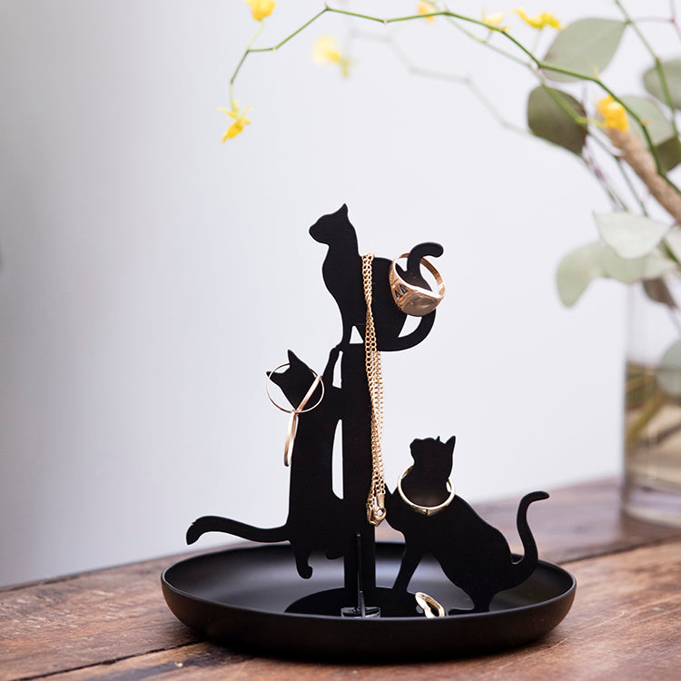 Kikkerland Home Black Cats Schmuckhalter Katzen schwarz