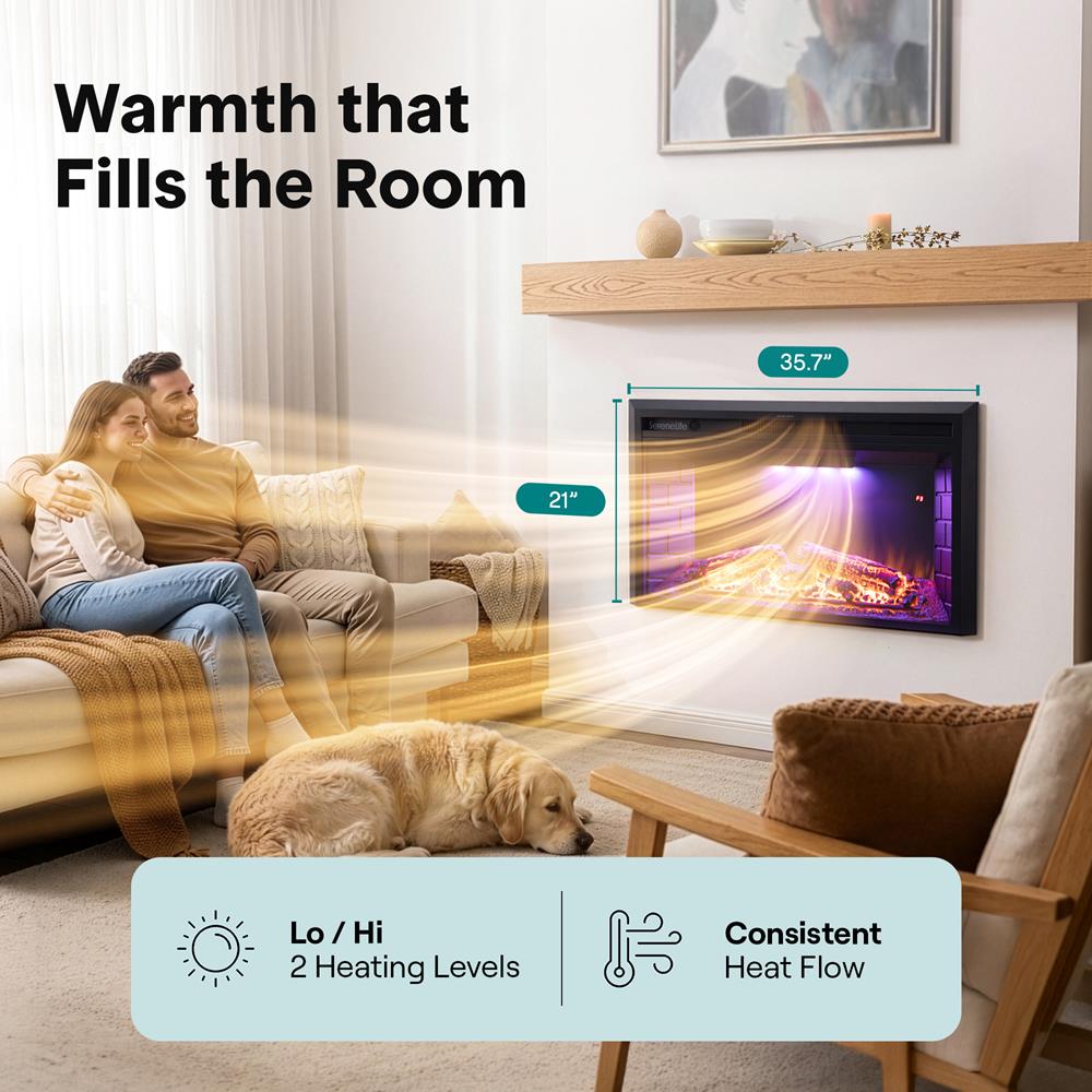 Serenelife Heater Wandkamin Elektroheizung 1500W WiFi Schwarz