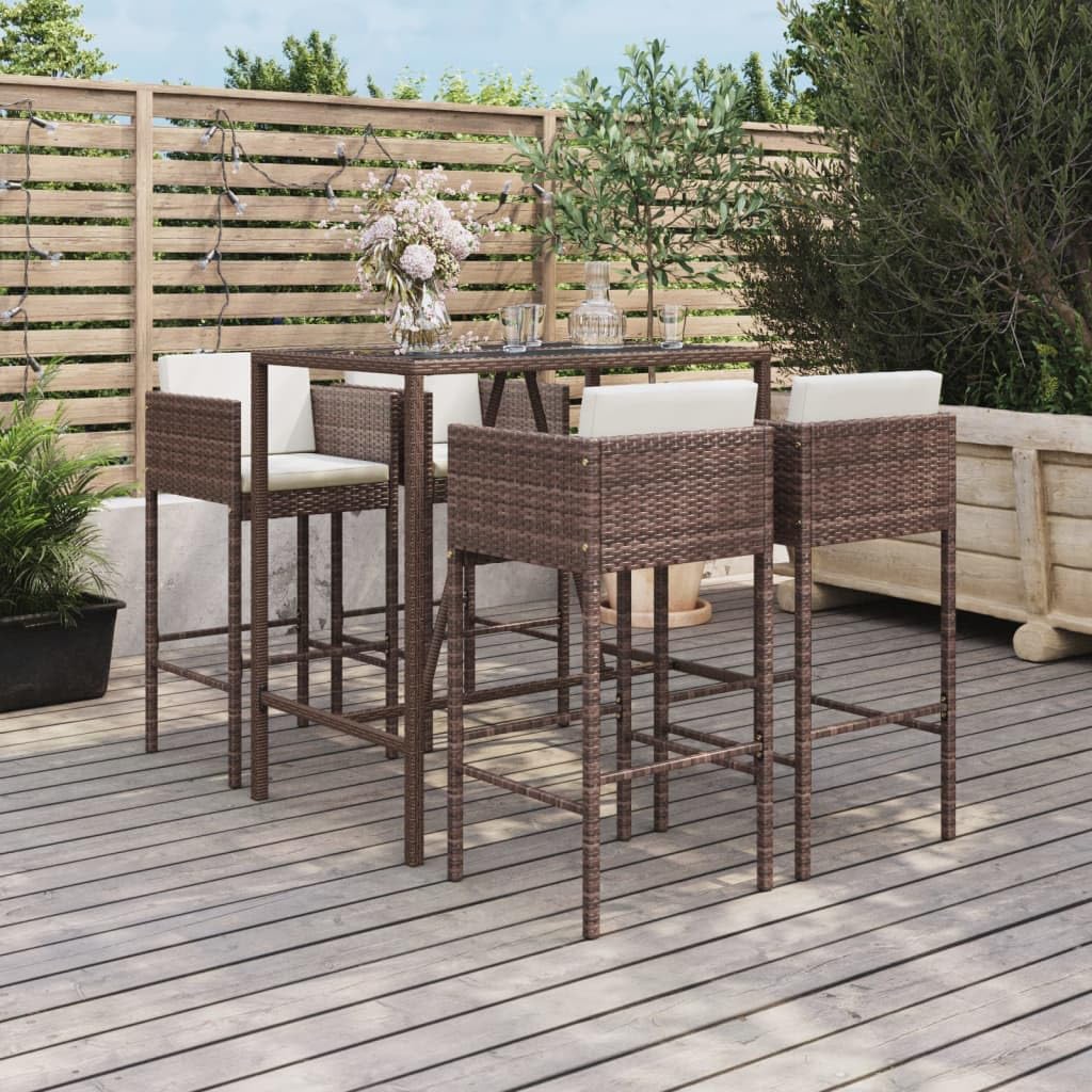 vidaXL Heim & Garten 5-tlg. Gartenbar-Set Braun Poly Rattan