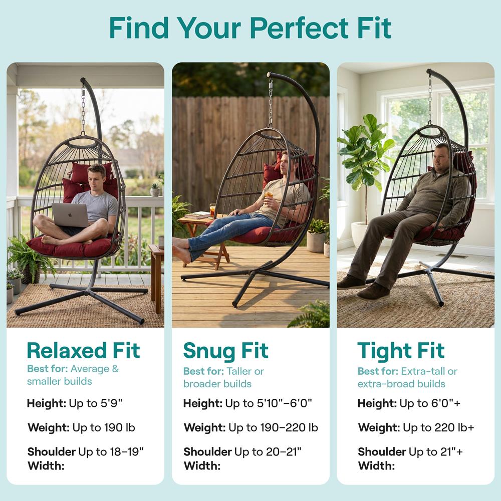 Serenelife Furniture Egg Chair Rattan Rot Klappbar
