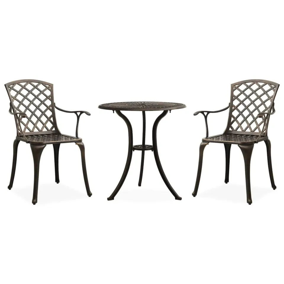 vidaXL Bistroset 3-TLG. Aluminiumguss Bronze Balkonset