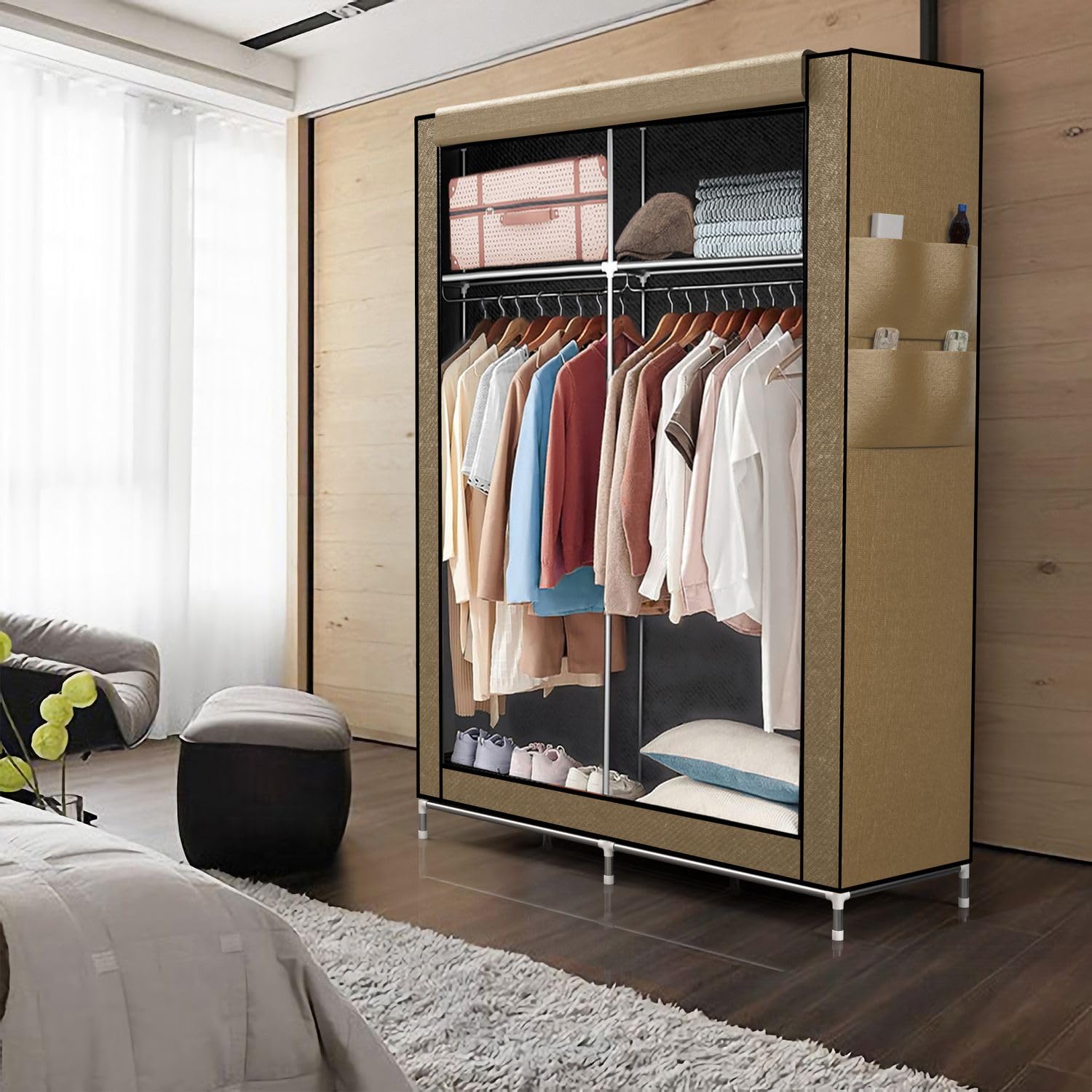 Intirilife Faltschrank 108x170x45 creme beige Reissverschluss