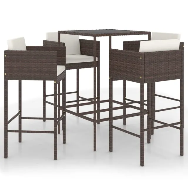 vidaXL Heim & Garten Gartenbar-Set 5-TLG Rattan Braun 70x70x110