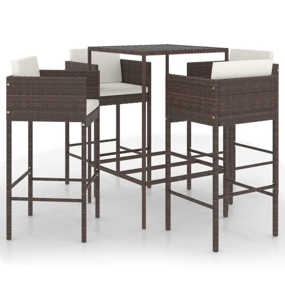 vidaXL Heim & Garten Gartenbar-Set 5-TLG Rattan Braun 70x70x110