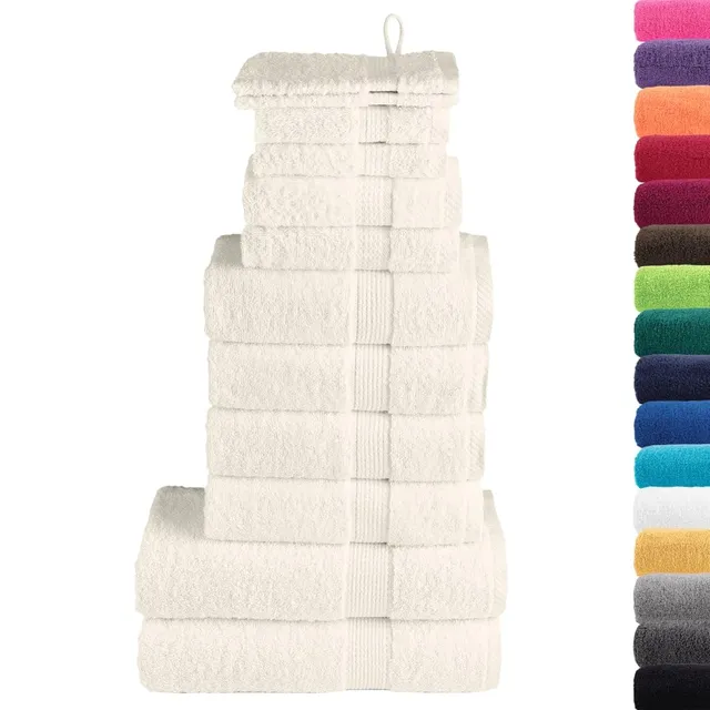 vidaXL SOLUND Handtuch-Set 12-tlg. Creme 600 g/m² Baumwolle