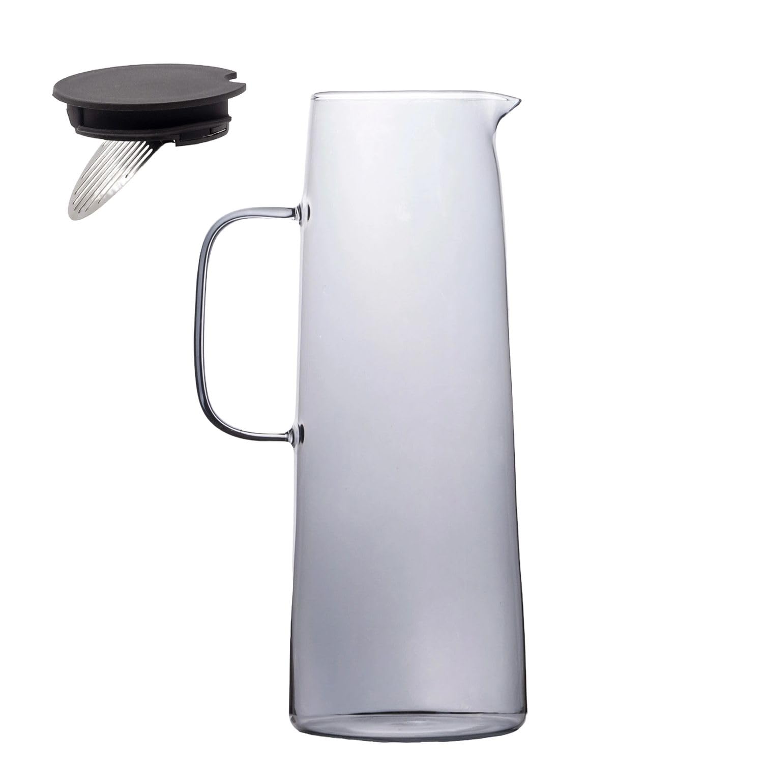 Intirilife Karaffe Glas Amber 1,7 Liter mit Sieb Deckel