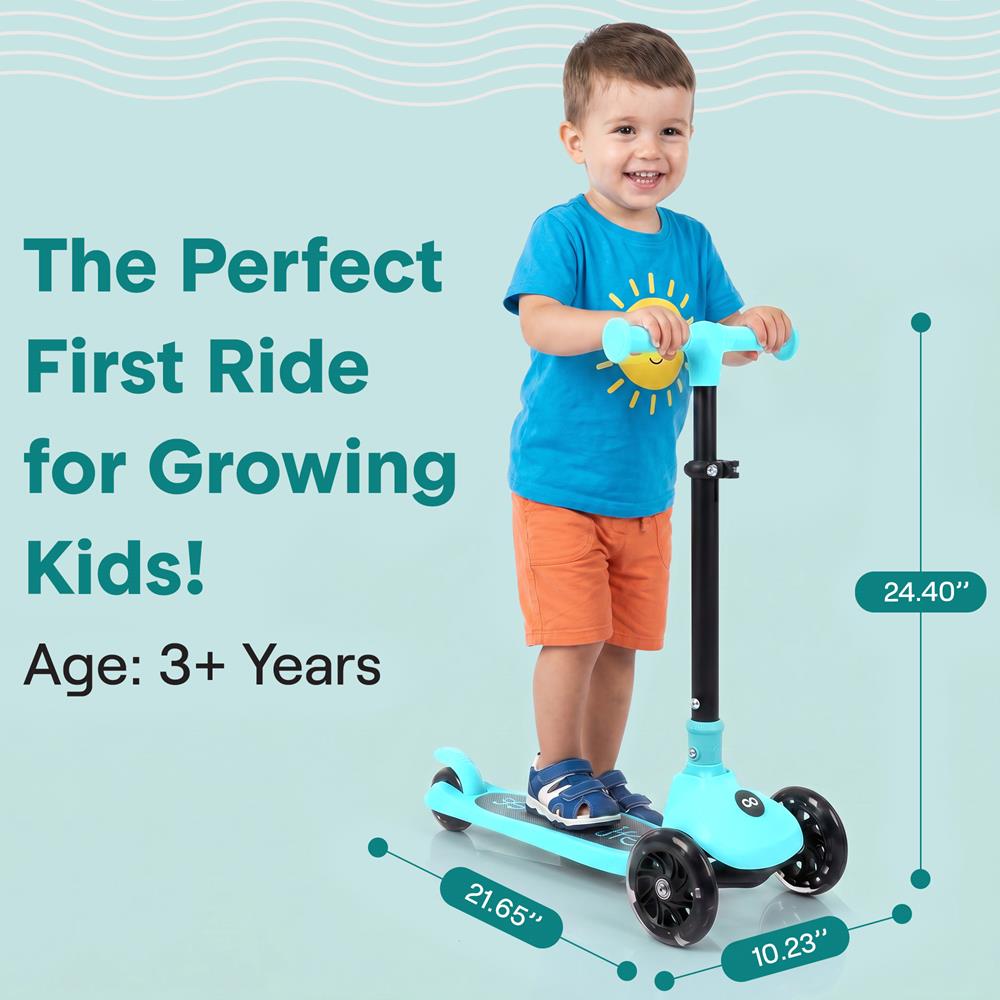 Serenelife Scooters Kinderroller 3 Räder LED Blau mit Sitz