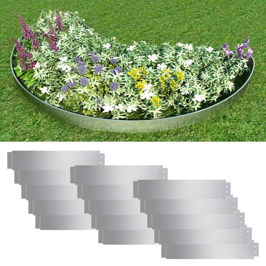 vidaXL Rasenkante Verzinkt Beetumrandung 100x20cm 15 Stk Stahl
