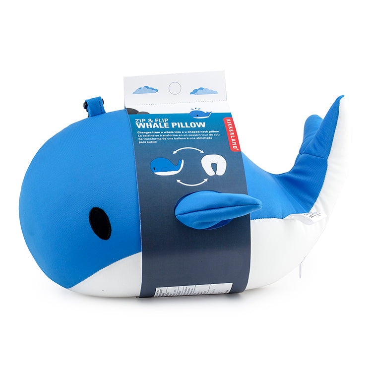 Kikkerland Whale Zip & Flip Travel Pillow Reisekissen Wal