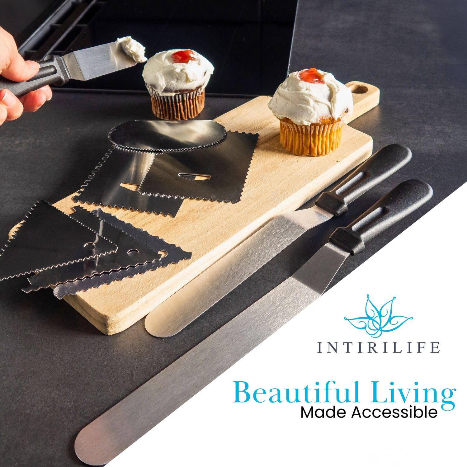 Intirilife Küche Tortenspachtel 9er-Set Edelstahl Backen
