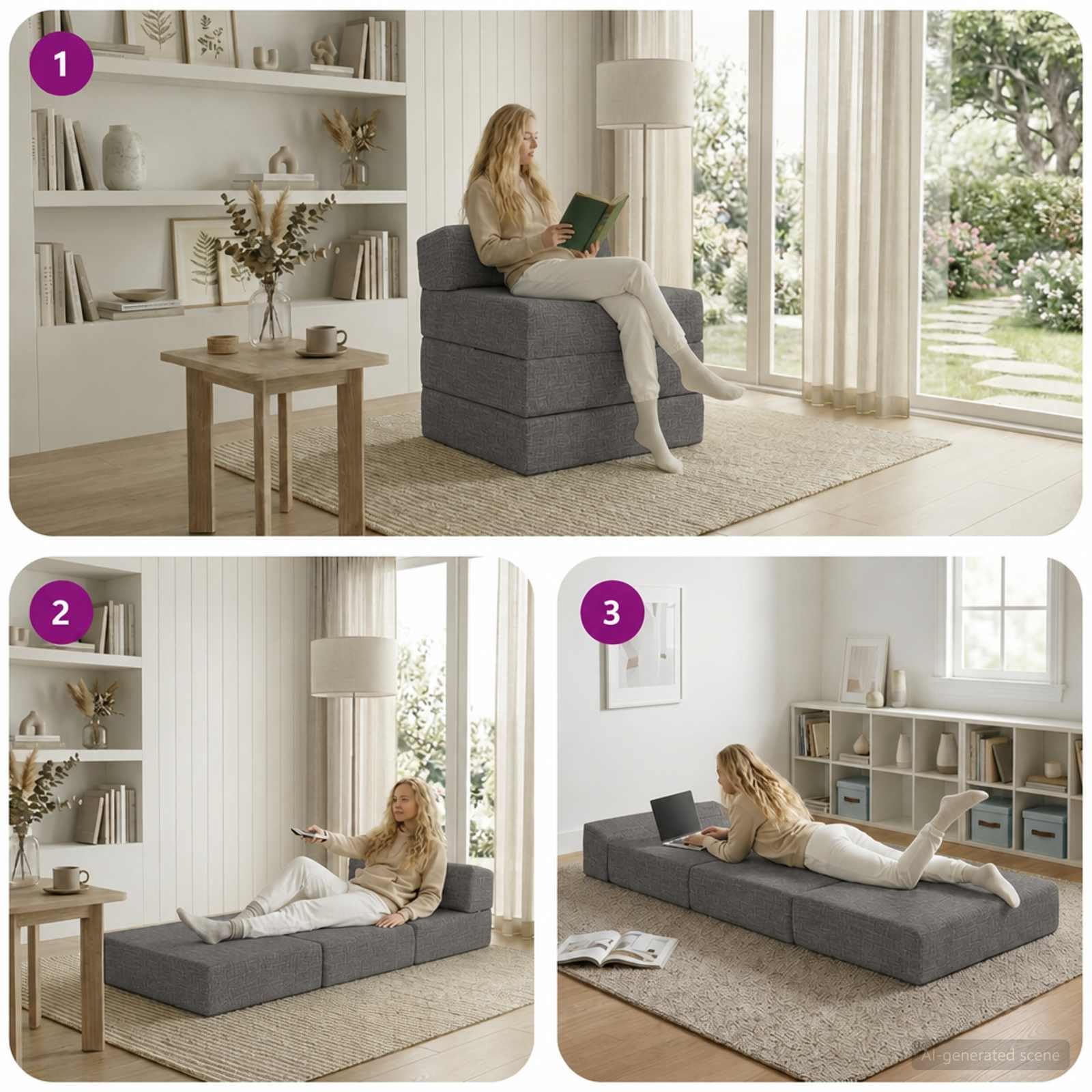 vidaXL Möbel Schlafsofa Klappbar Hellgrau 70 cm Stoff Polyester