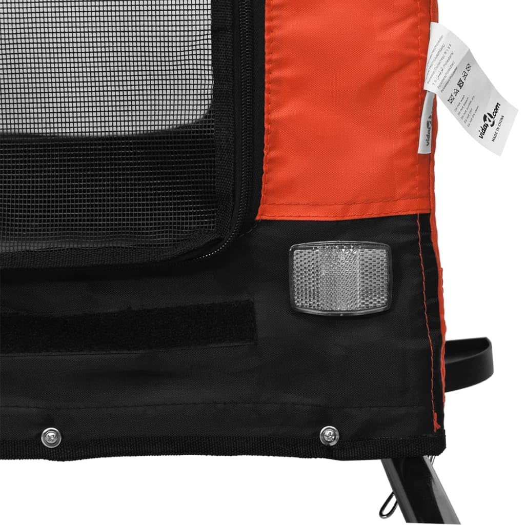 vidaXL Hunde Fahrradanhänger Orange Oxford-Gewebe mit Flagge
