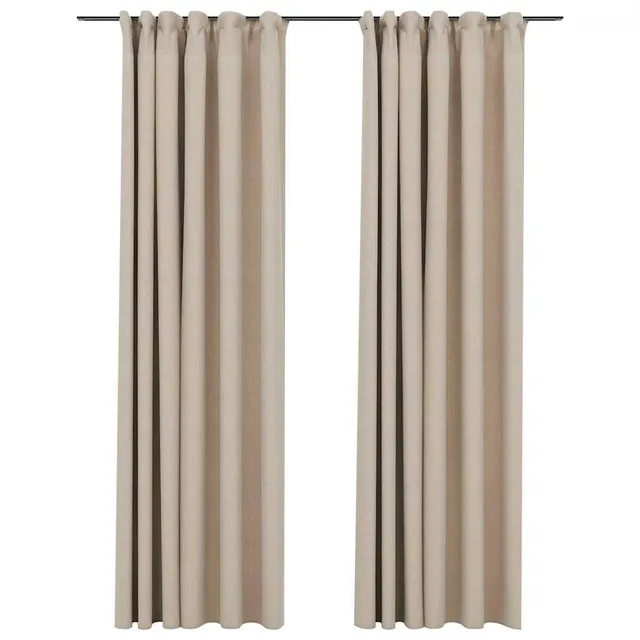 vidaXL Verdunkelungsvorhang 2er beige 140x245 cm Leinenoptik