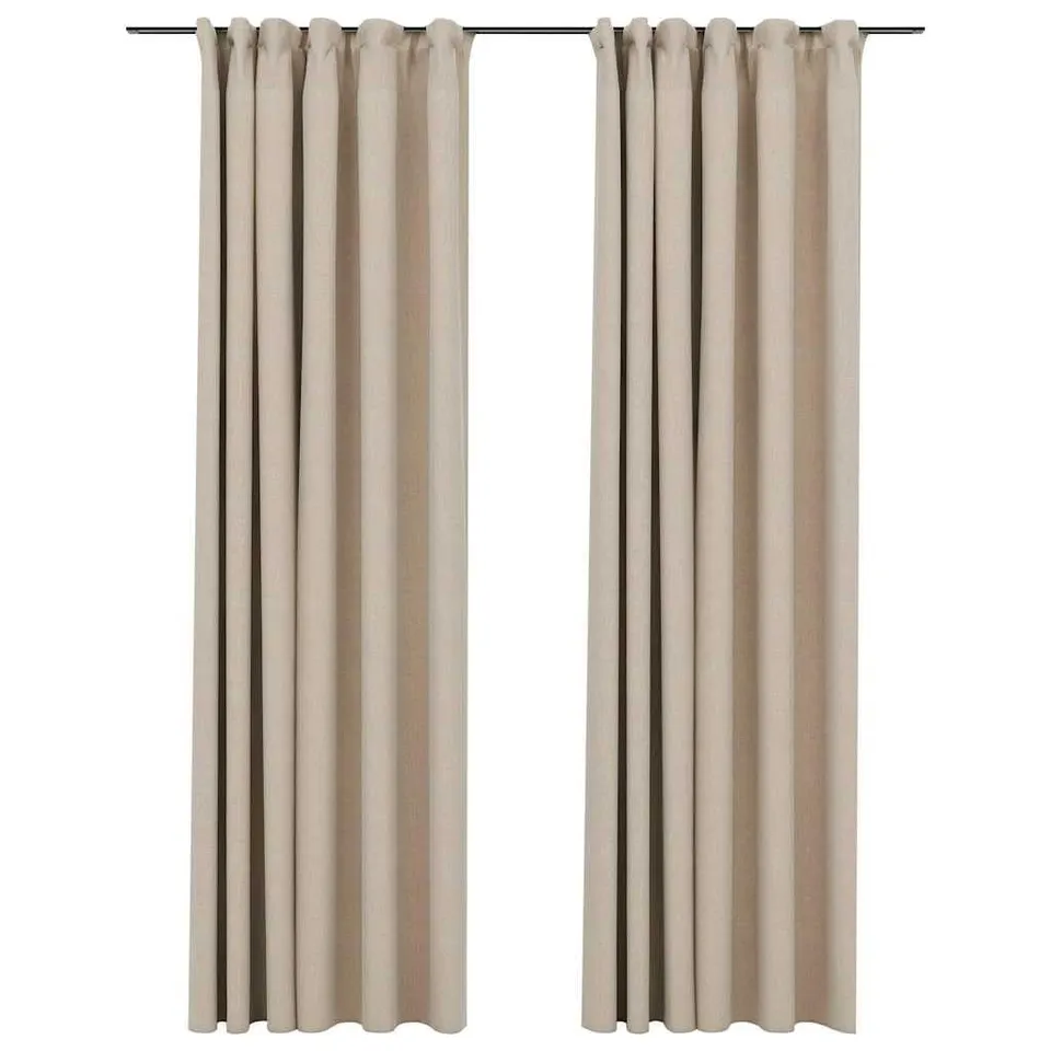 vidaXL Verdunkelungsvorhang 2er beige 140x245 cm Leinenoptik