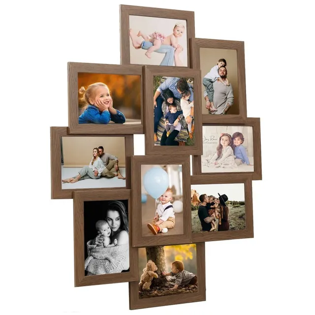 vidaXL Heim & Garten Collage Bilderrahmen 10x 10x15 Hellbraun MDF