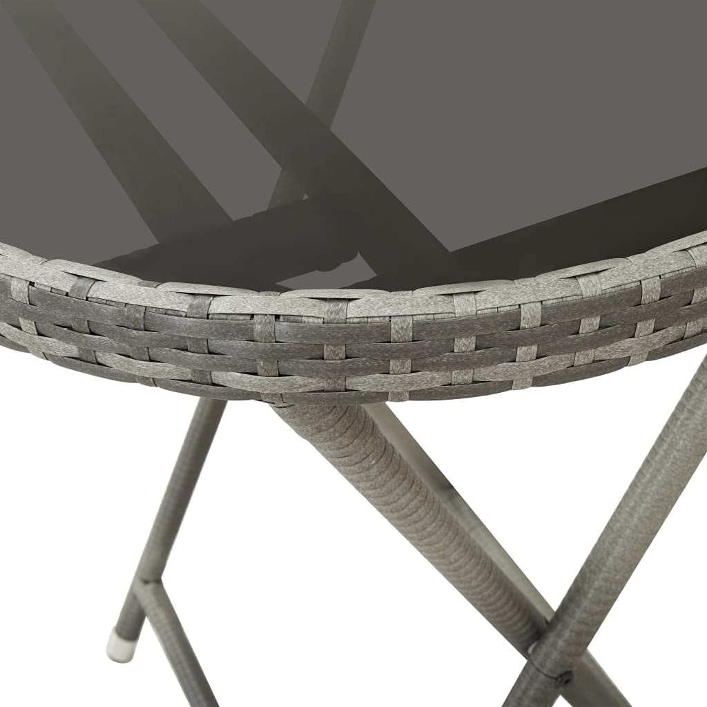 vidaXL Heim & Garten Bistro-Set Rattan grau 3-tlg. Glastisch