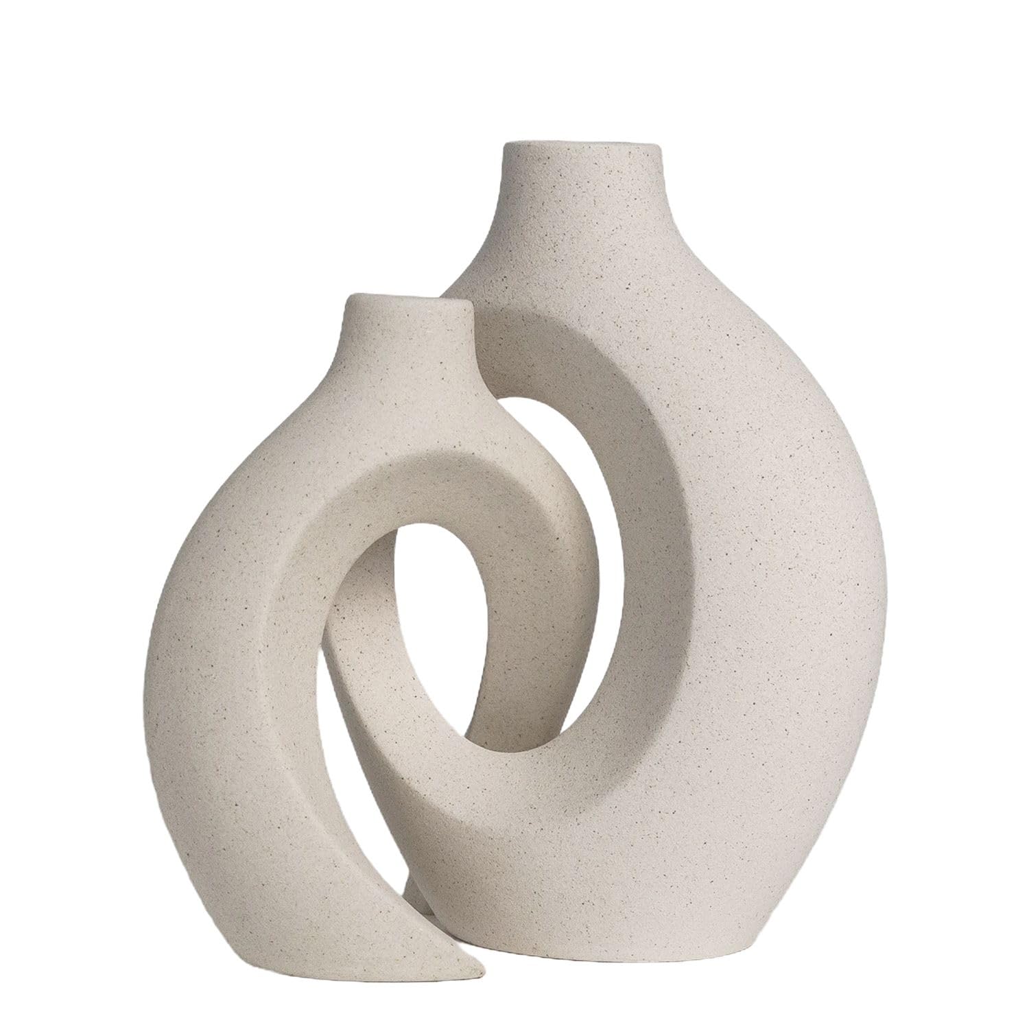 Intirilife Vase Weiß Matt Keramik Donut 2er Set Boho