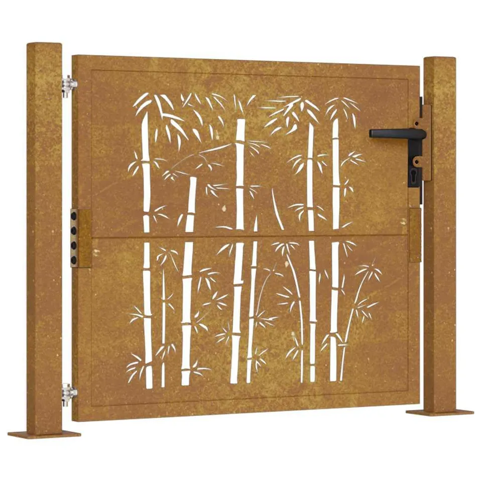 vidaXL Gartentor 100x75 cm Cortenstahl Bambus-Design Tor