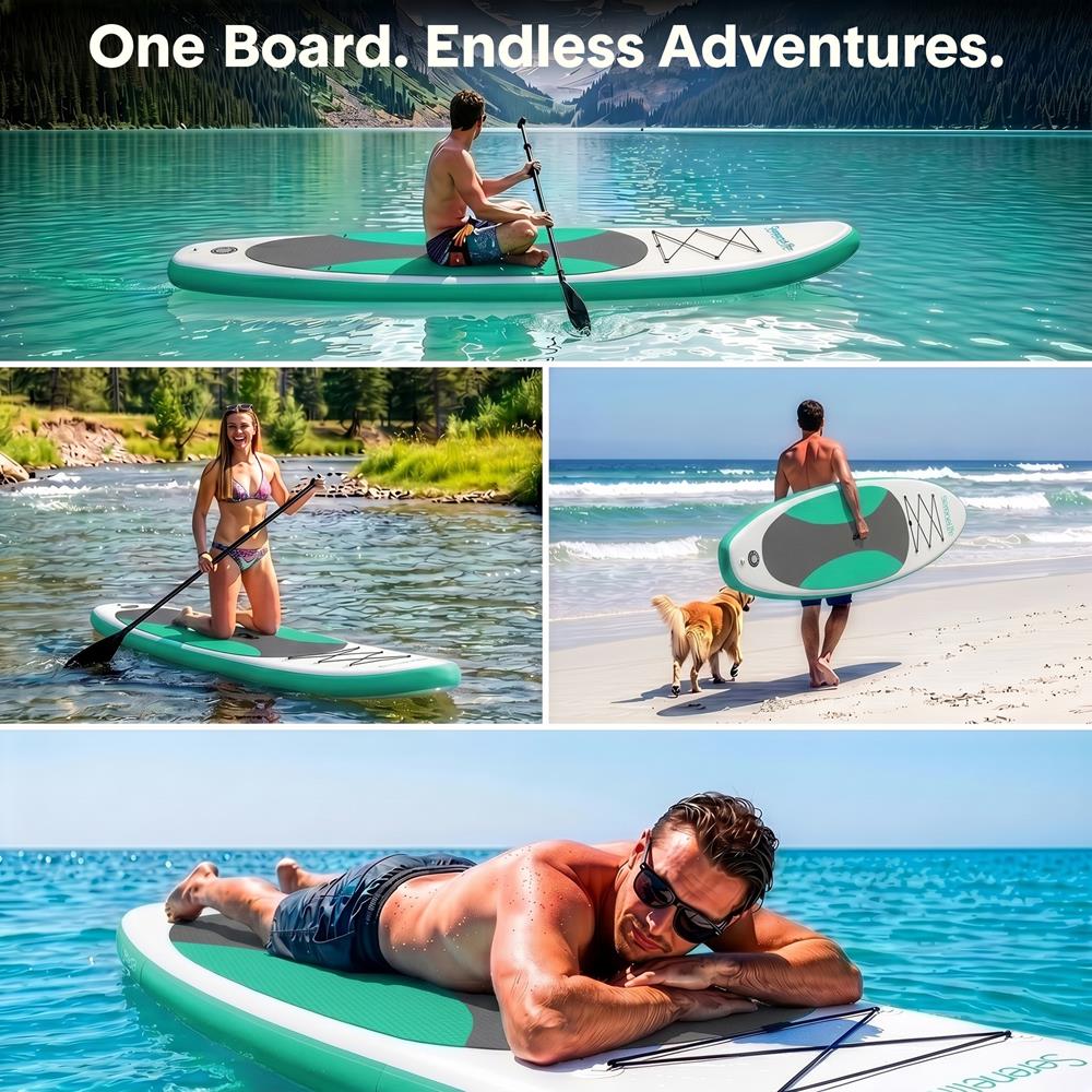 Serenelife SUP Board aufblasbar Schwarz Komplettset