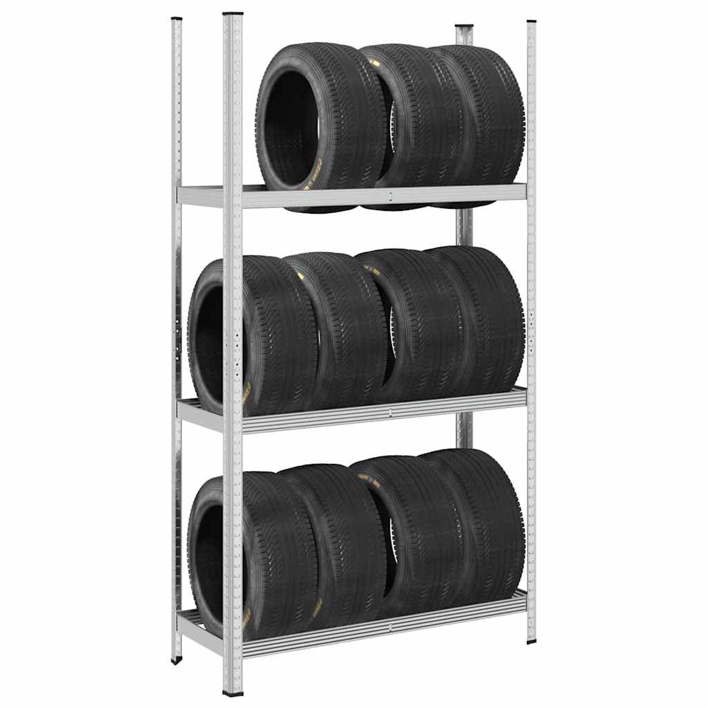 vidaXL Reifenregal 3 Böden 110x40x200 Silber 2 Stk Stahl