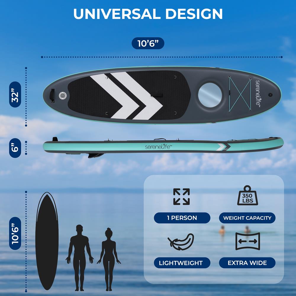 Serenelife SUP aufblasbares SUP-Board transparent SLSUPCL01 Set