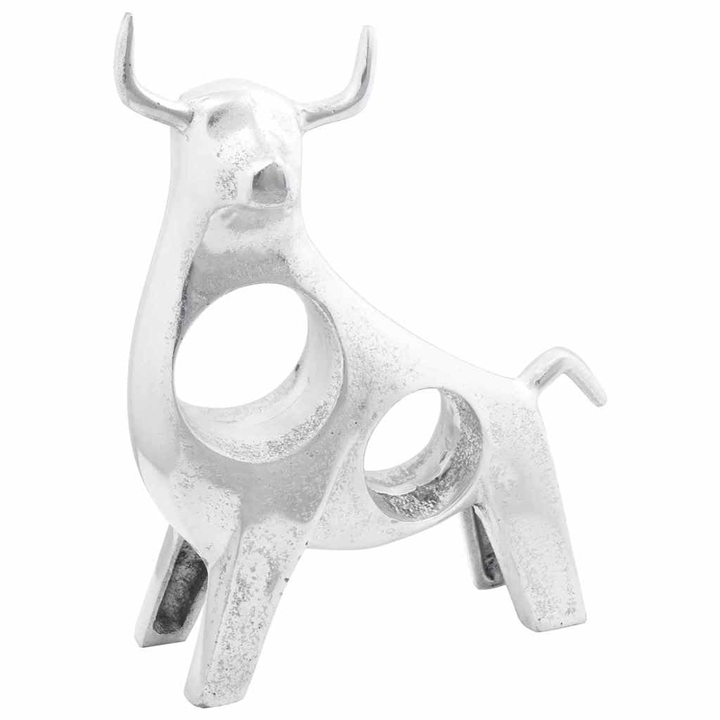 vidaXL Heim & Garten Stierskulptur Silber 37x44x17 cm Aluminium