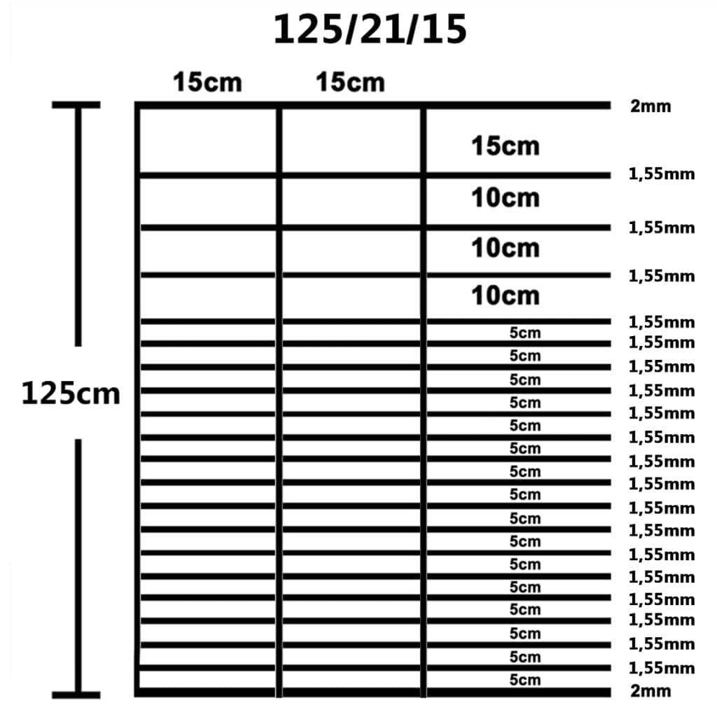 vidaXL Gartenzaun 50x1,25 m Drahtzaun verzinkt silber