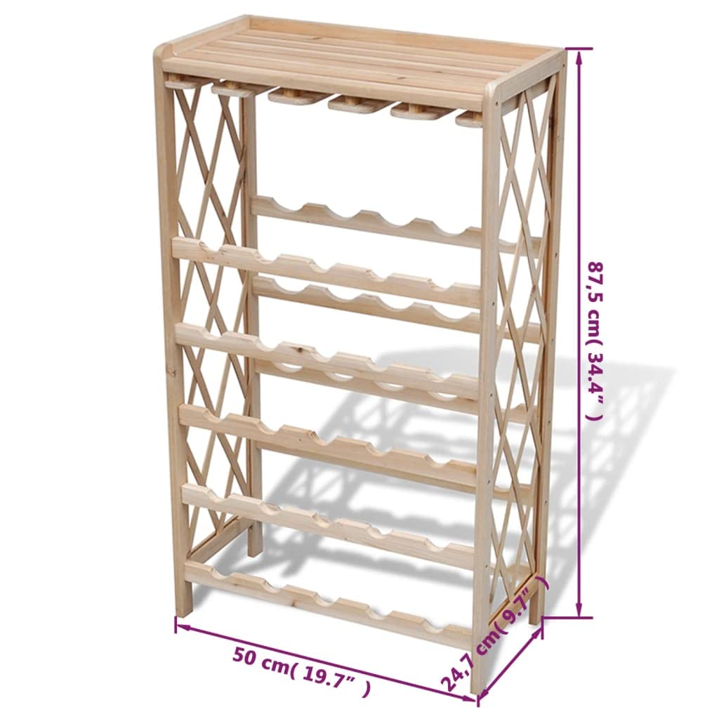vidaXL Weinregal 25 Flaschen Massivholz Tanne 50x24,7cm