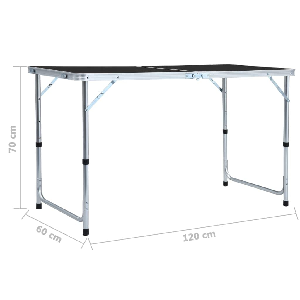vidaXL Campingtisch klappbar 60x60 cm Koffertisch grau höhenverstellbar