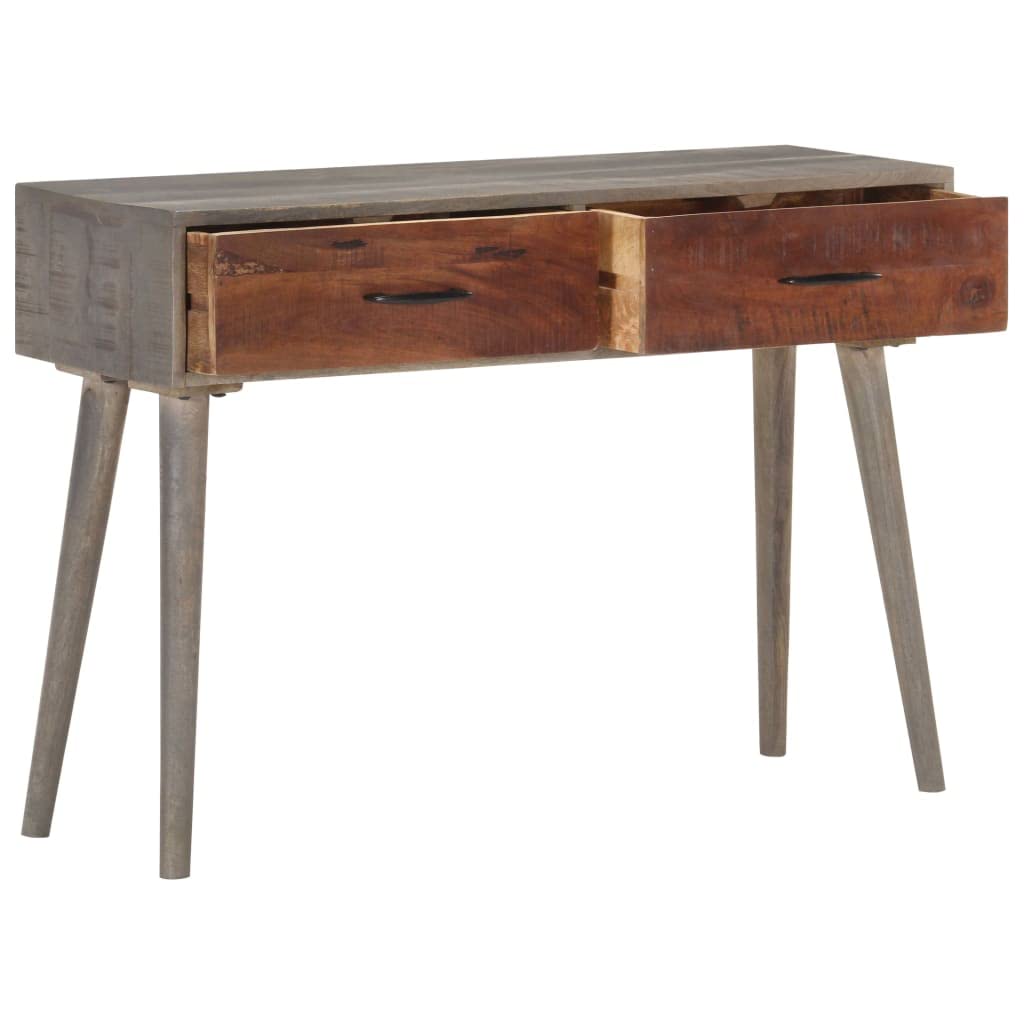 vidaXL Möbel Konsolentisch Mangoholz grau 110x35x75cm 2 Schubladen