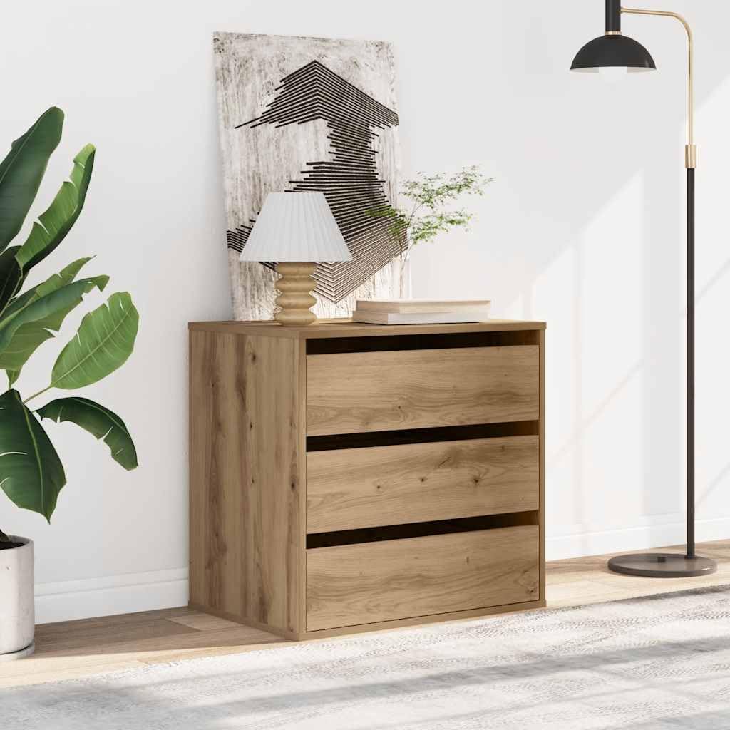 vidaXL Möbel Kommode 60x41x58 cm Artisan-Eiche Holz 3 Schubladen