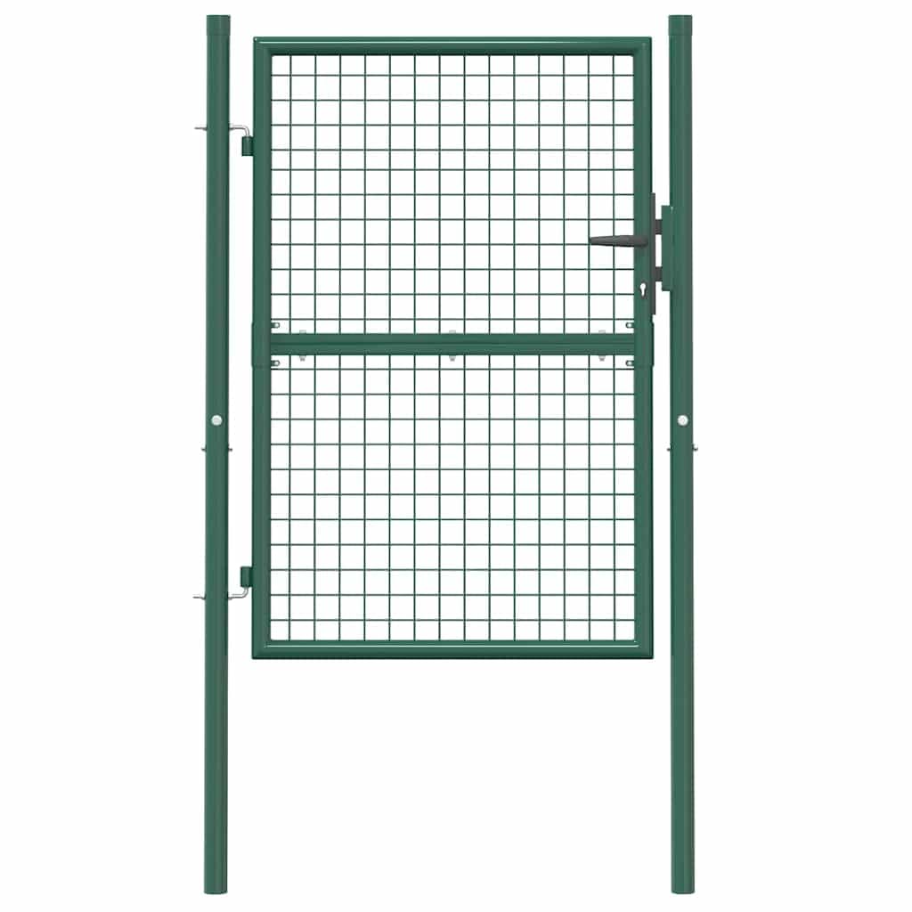 vidaXL Zauntor Stahl grün 100x125 cm abschließbar mit Pfosten