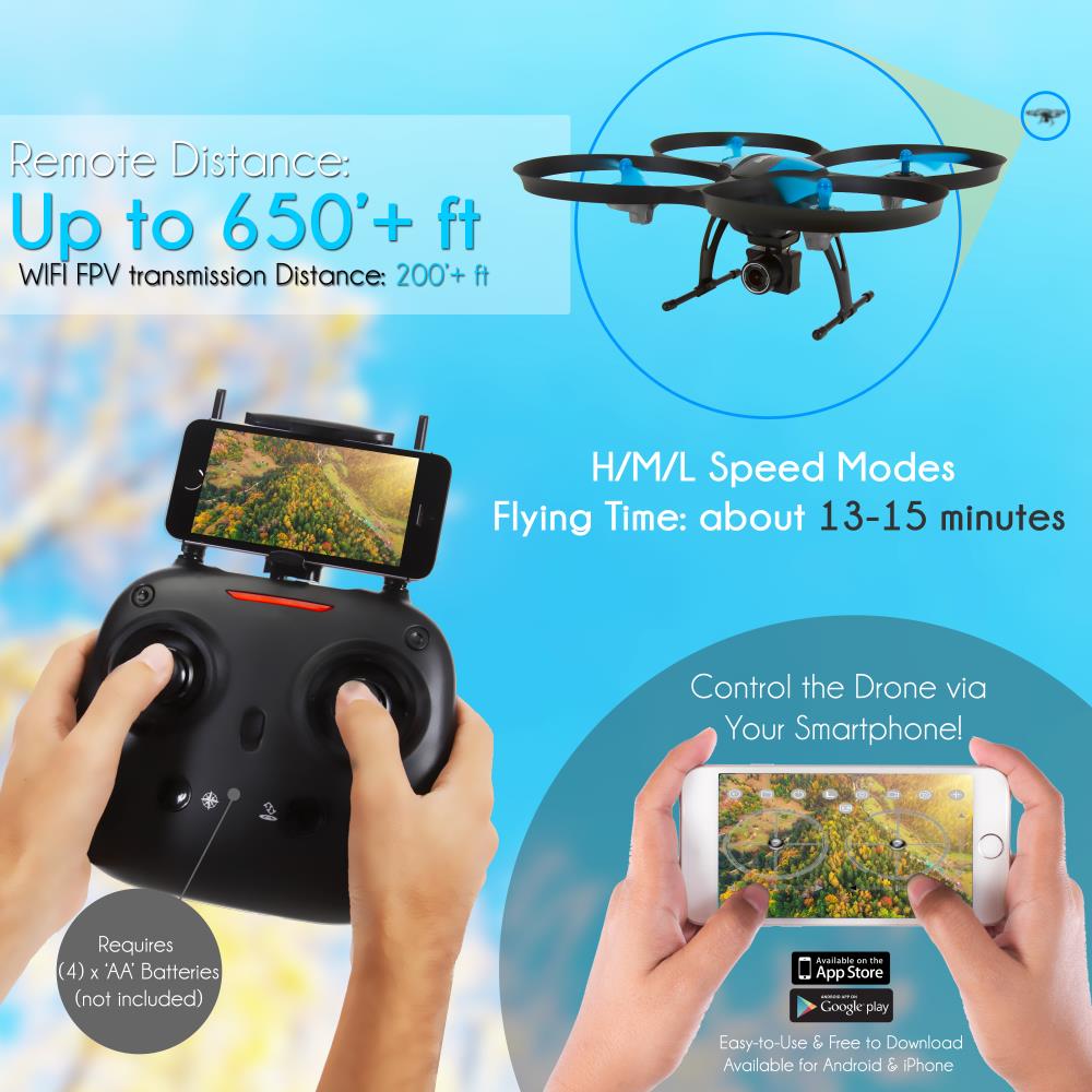Serenelife Drohne Quadrocopter mit HD-Kamera WiFi FPV
